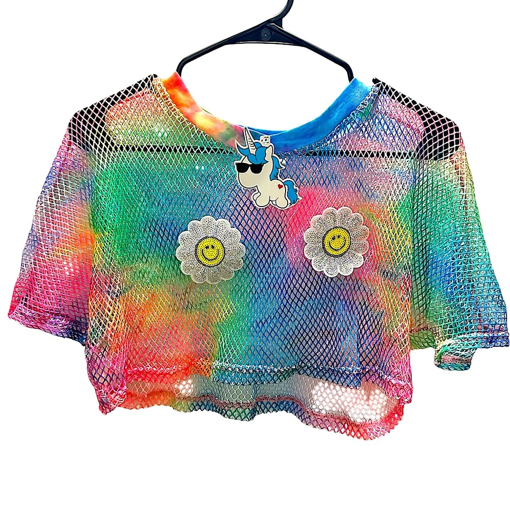 I Heart Raves mesh crop top